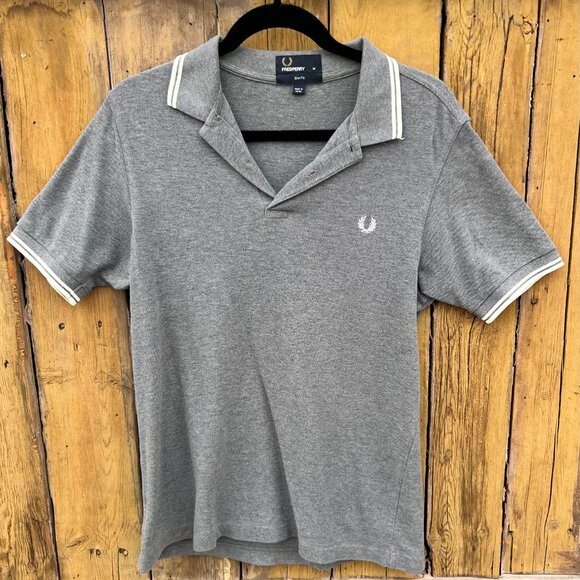 Fred Perry Polo Shirt Men M Gray Slim Fit Tennis Casual Very good condition - Picture 1 of 5